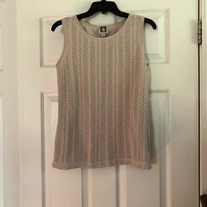Anne Klein Shell, size M, beige/cream/nude color, great for textured layering